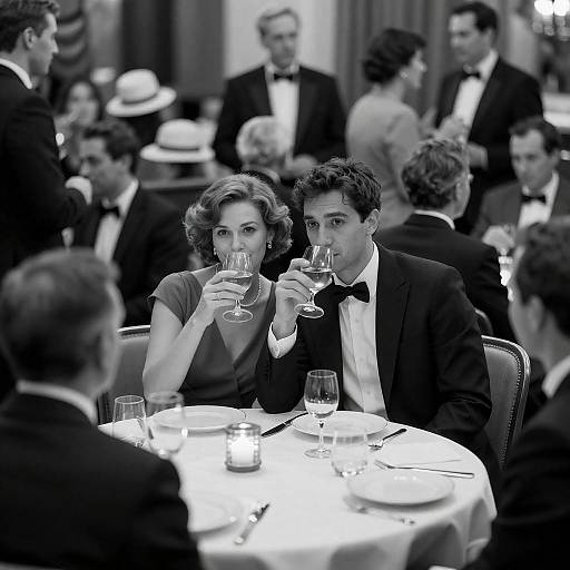 Elegant Dining Atmosphere Captured in Monochrome