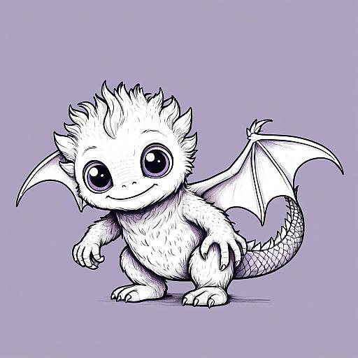 Cute Baby Monster Line Drawing