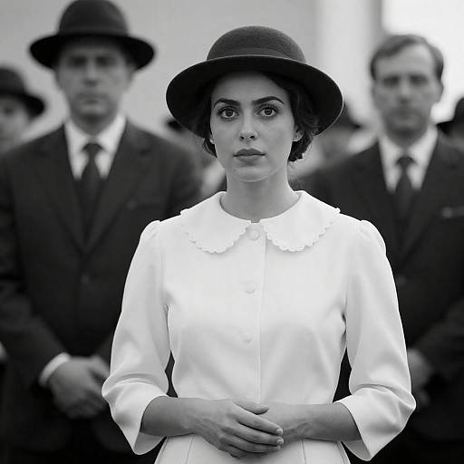 Elegant Woman in Black-and-White Photo