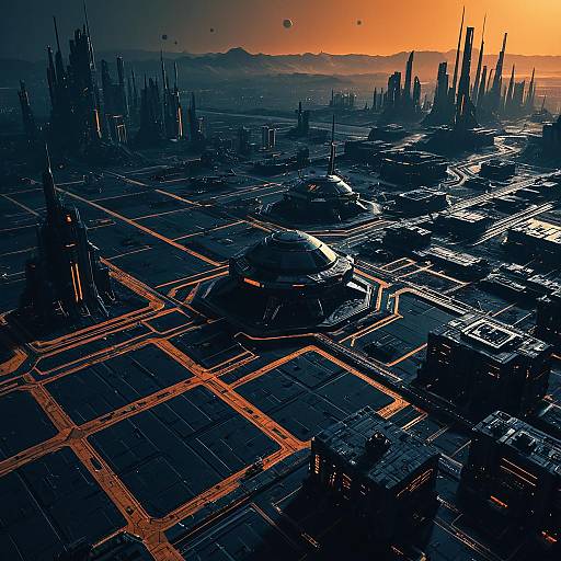 Futuristic City on Mars at Dusk