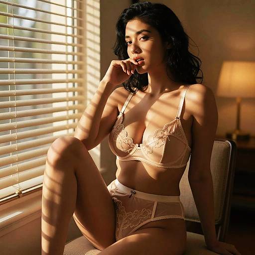 Elegant Boudoir Portrait with Dramatic Shadows