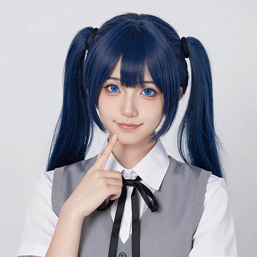 Portrait of Asian Woman with Twin Buns