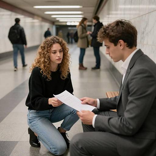 Subway Station Interaction: A Candid Moment