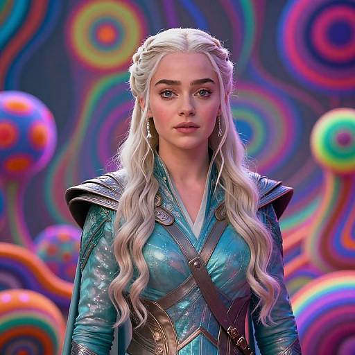 Fantasy Character in Psychedelic Background