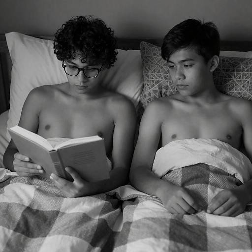 Intimate Black-and-White Bedside Scene