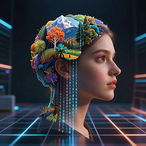 Futuristic AI Mind Waves Art