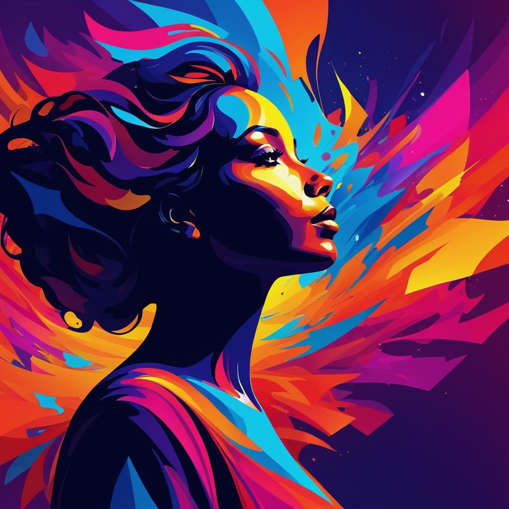 Vibrant Abstract Woman Silhouette Portrait