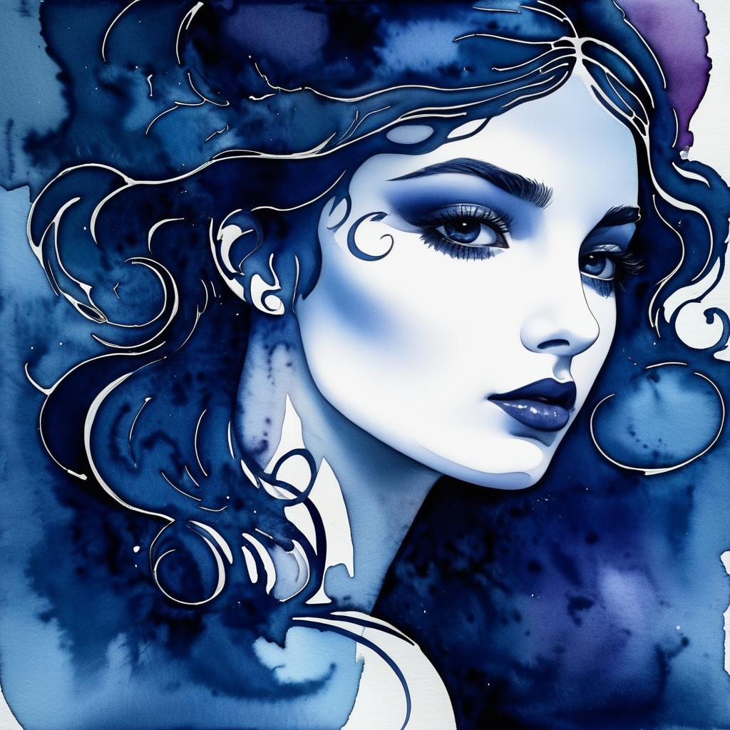 Mysterious Art Nouveau Watercolor Design