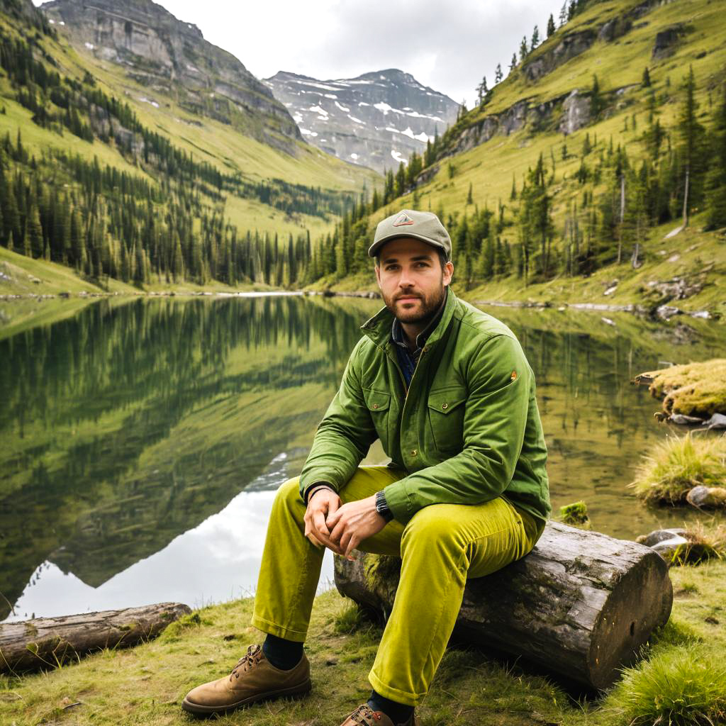 Serene Lakeside Explorer in Chartreuse Pants