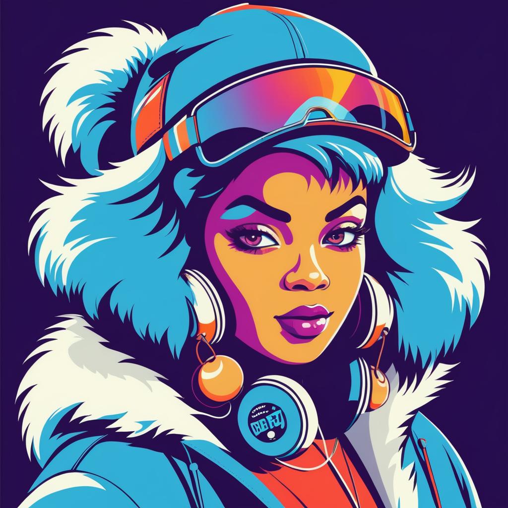 Retro Yeti Hip-Hop Girl Illustration