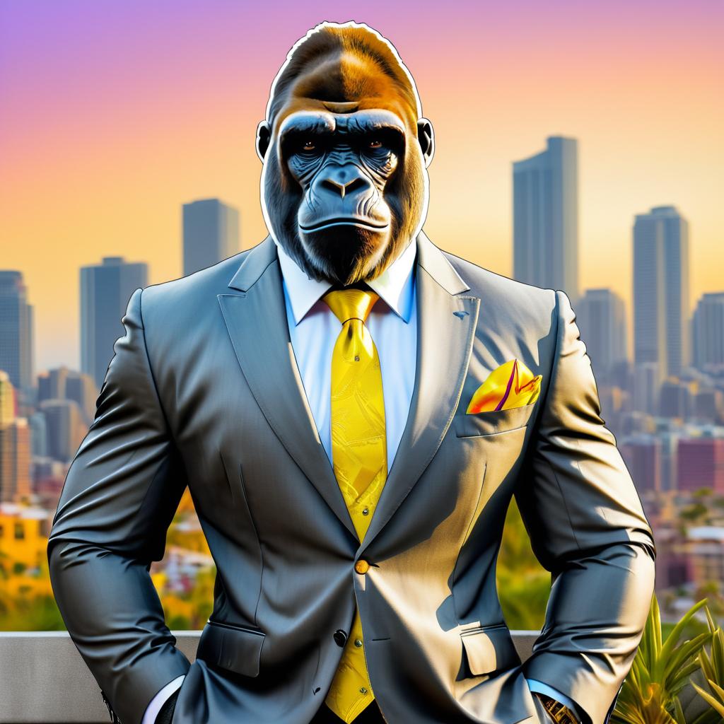 Regal Gorilla Portrait in Stylish Blazer