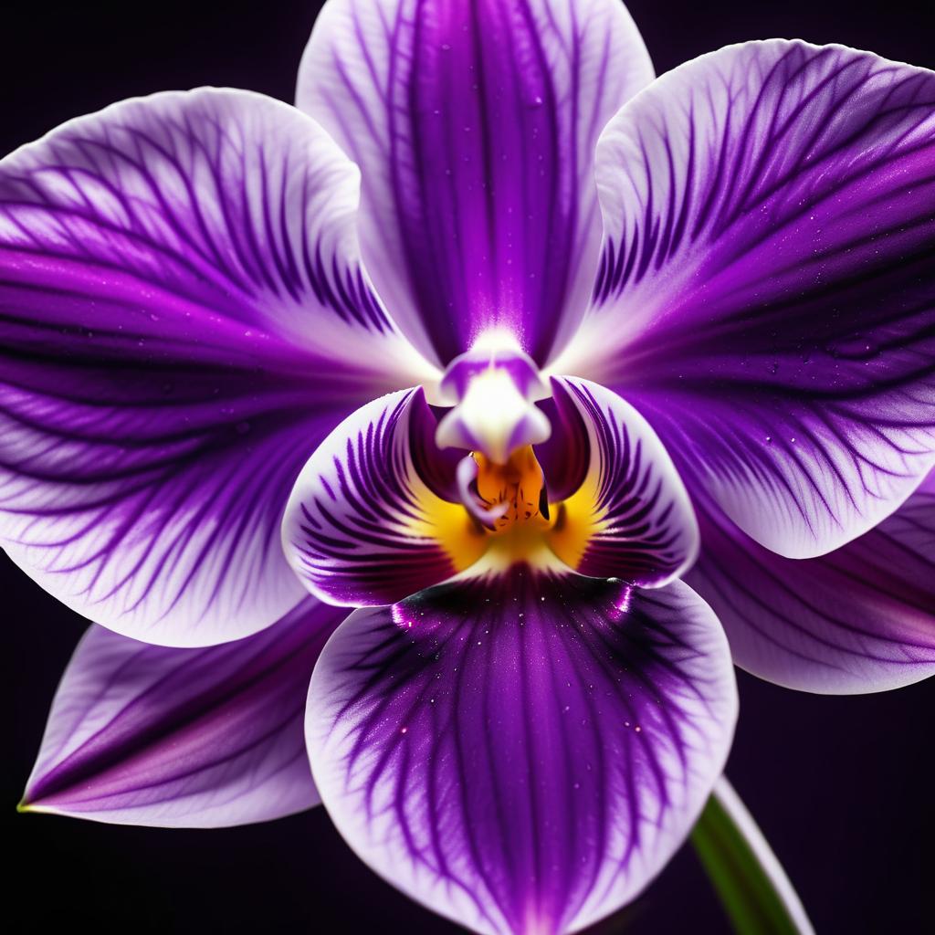 Ultra-Realistic Macro Purple Orchid Photography