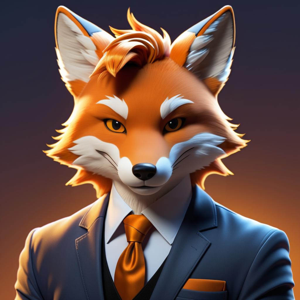 Stylized Anthropomorphic Fox Character Portrait