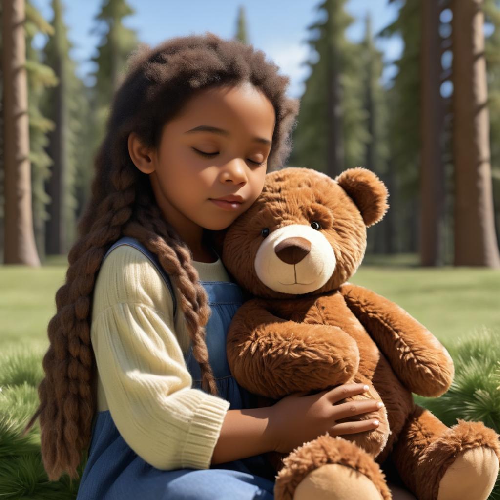 Child Embracing Bear: A Heartwarming Scene