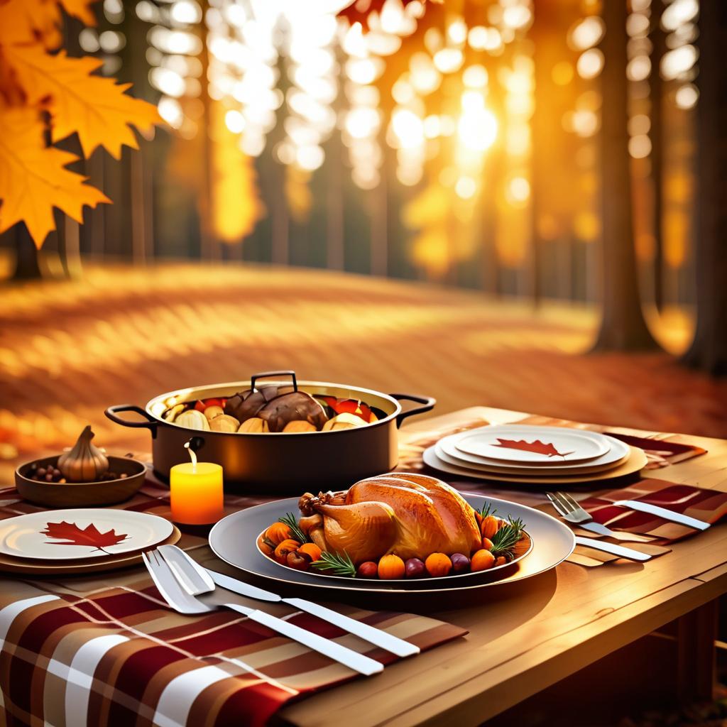 Autumn Feast on a Plaid Table