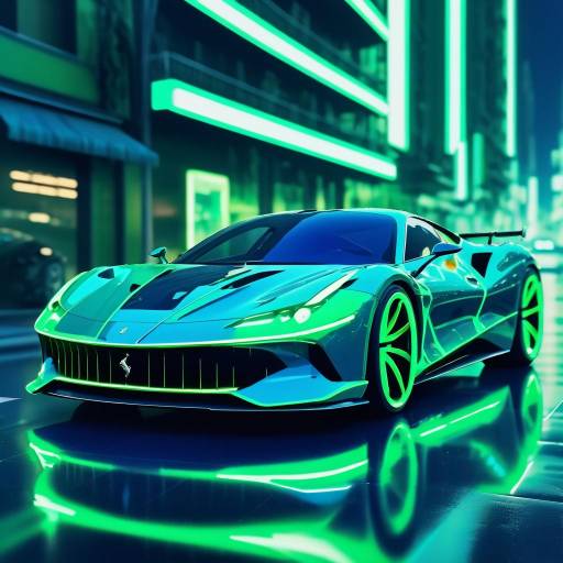 Cyanotype Cyberpunk Ferrari Racing in 2180