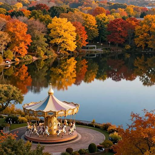 Autumn Lake with Enchanted Carousel