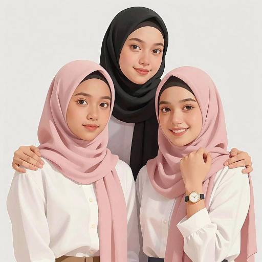 Digital Illustration of Women in Hijabs