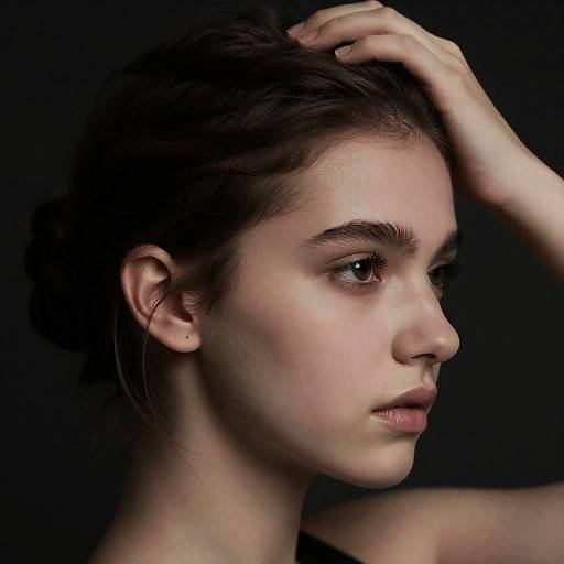 Intense Side Profile of Young Woman