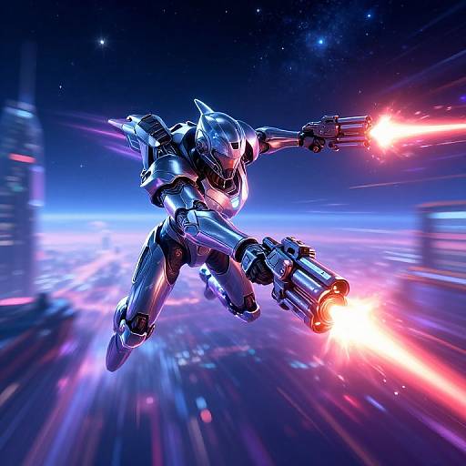 Neon Galaxy Sci-Fi Fighter Soaring