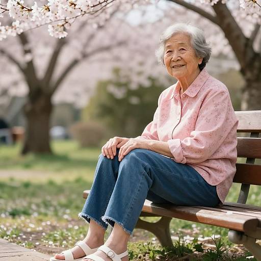 Elderly Person in Spring Garden