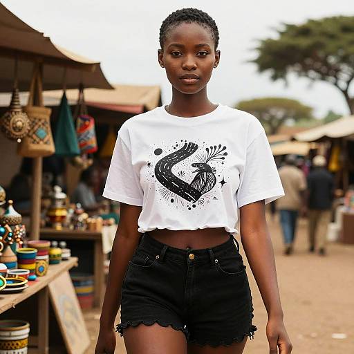 Stylish Woman at African Savanna Market