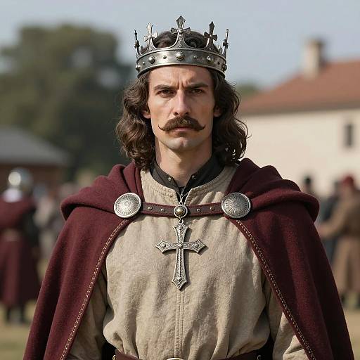 Medieval King in Ornate Silver Crown