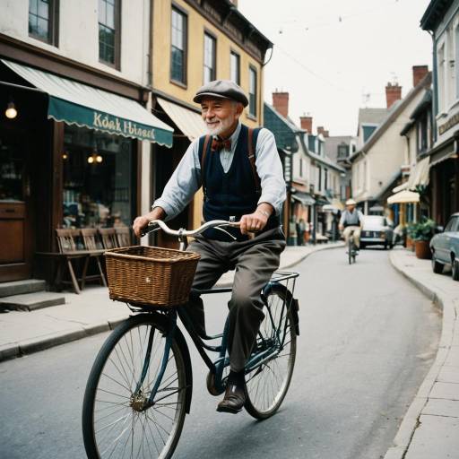 Nostalgic Elderly Man on Vintage Bicycle