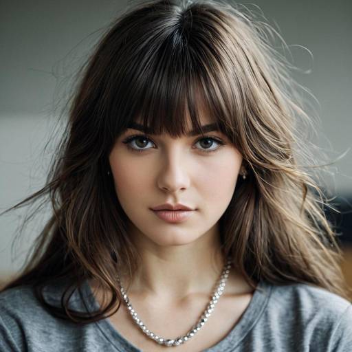 Realistic Portrait of a Girl with Bangs