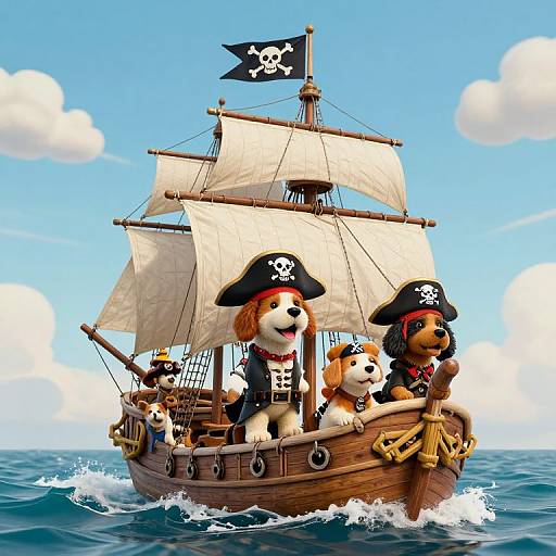 Whimsical Pirate Dogs Sailing Dreamscape