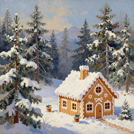 Christmas Snowy Forest Gingerbread House