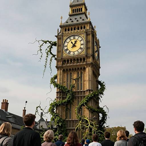 Chaotic Vines Entwined Clock Tower