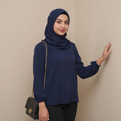 Young Woman in Navy Hijab Portrait