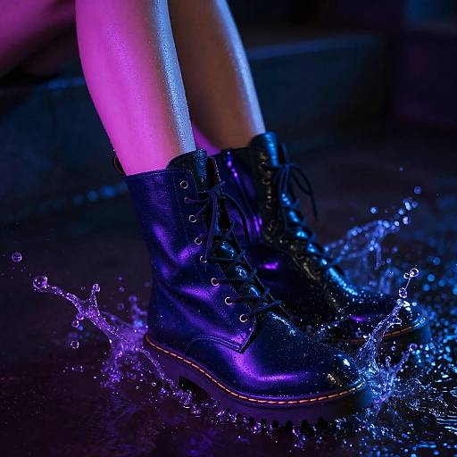 Dynamic Wet Look Boots Splashing
