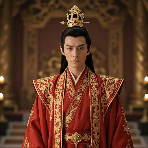 Regal King in Ornate Red Robe