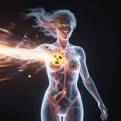 Glowing Irradiated Woman with Radio Pulse