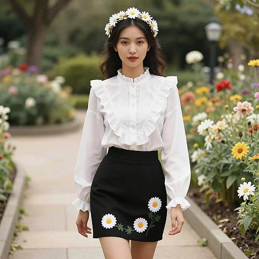 Vintage Floral Fashion in Garden