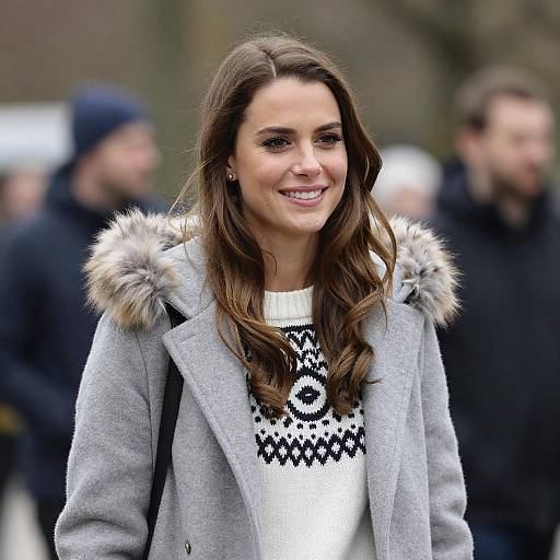 Smiling Woman in Fur-Lined Coat