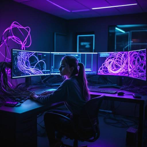 Moody Cyberpunk Desk Scene with Glow Moody Cyberpunk Desk Scene with Glow