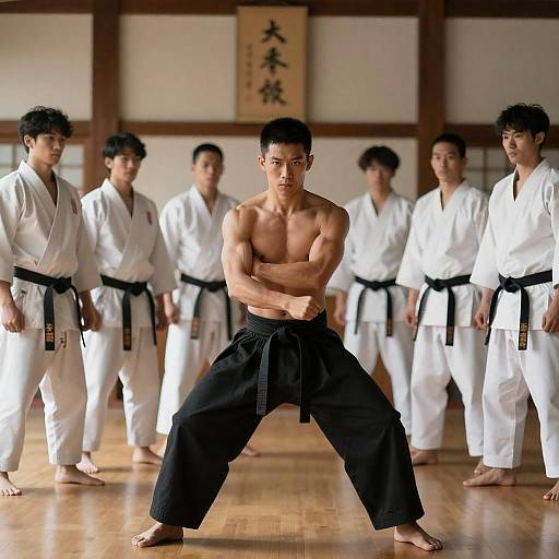 Dynamic Dojo Scene with Karate Practitioners