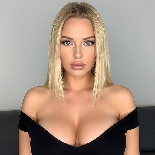 Blonde Woman Portrait with Black Top