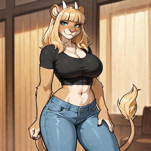 Furry Lioness with Green Eyes