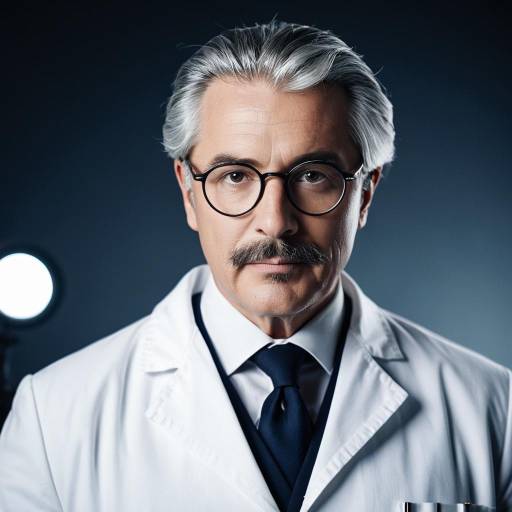 Portrait of Mature Male Doctor with Grey Hair and Glasses