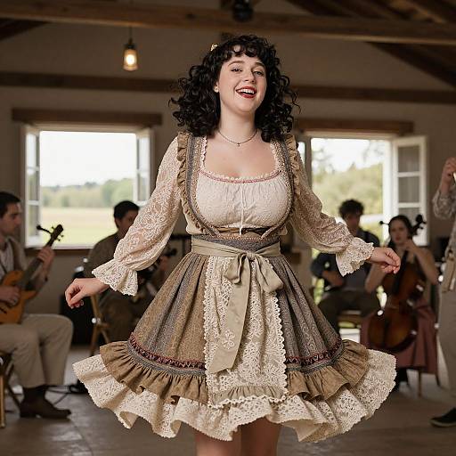 Bohemian Party Dress in Earthy Tones