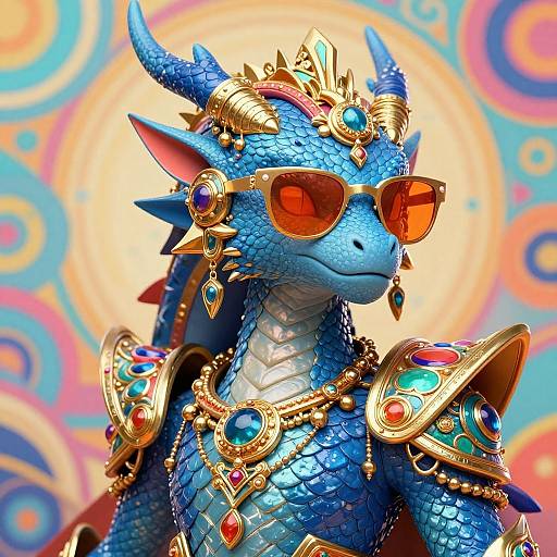 Futuristic Blue Dragon Alien Warrior