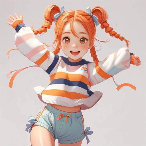 Cheerful Anime Girl in Pastel Colors