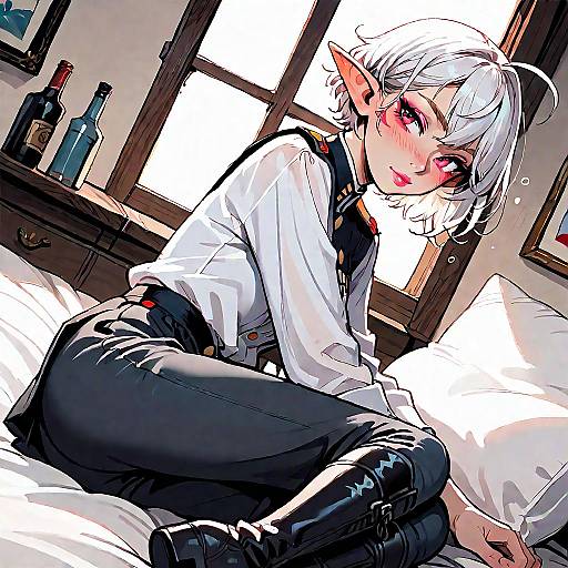 Drunk White-Haired Elf in Uniform