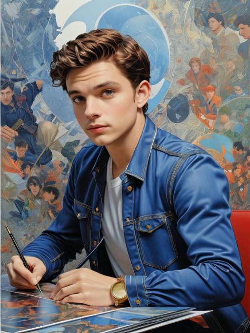 Detailed Comic Portrait of Tom Holland