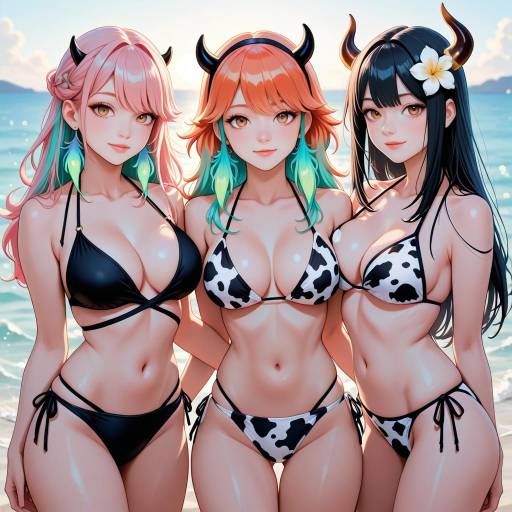Colorful Virtual YouTubers in Swimsuits