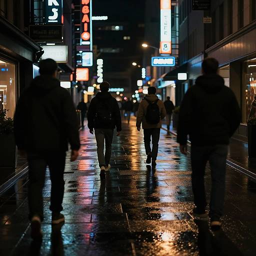 Neon-Lit Urban Noir Street Scene